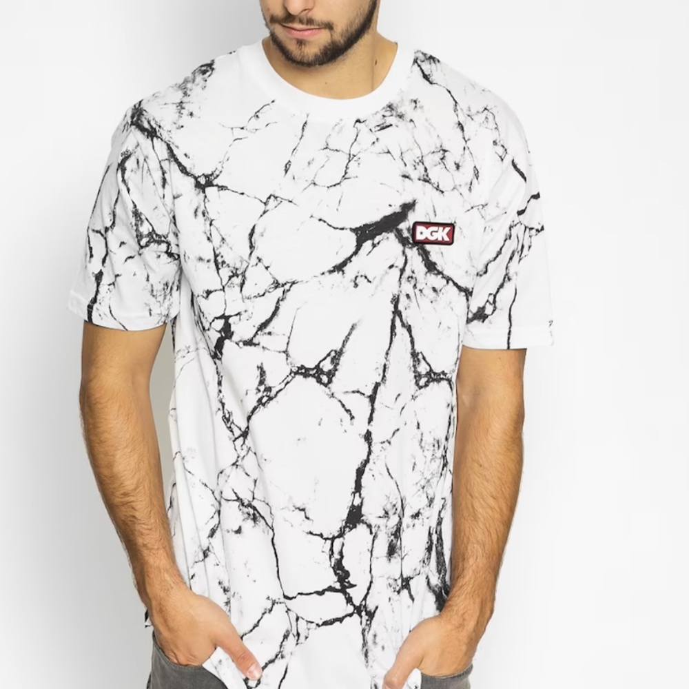 DGK White Black Marble Print Short Sleeve Tee